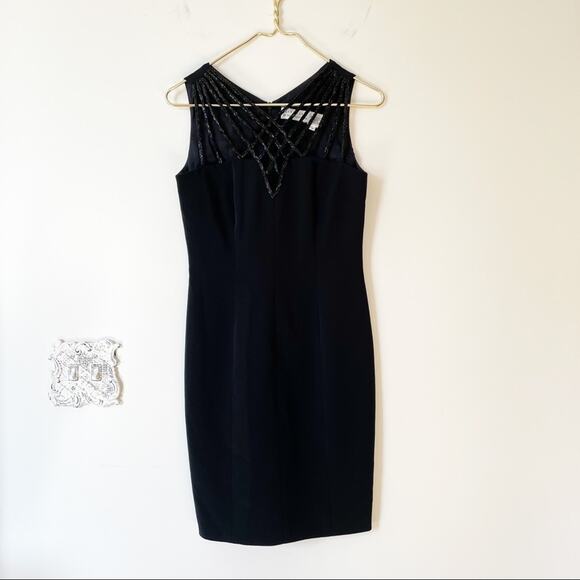 Niteline by Della Roufogali Black Beaded Sheath Dress LBD Cocktail Dress 4 - Picture 5 of 7